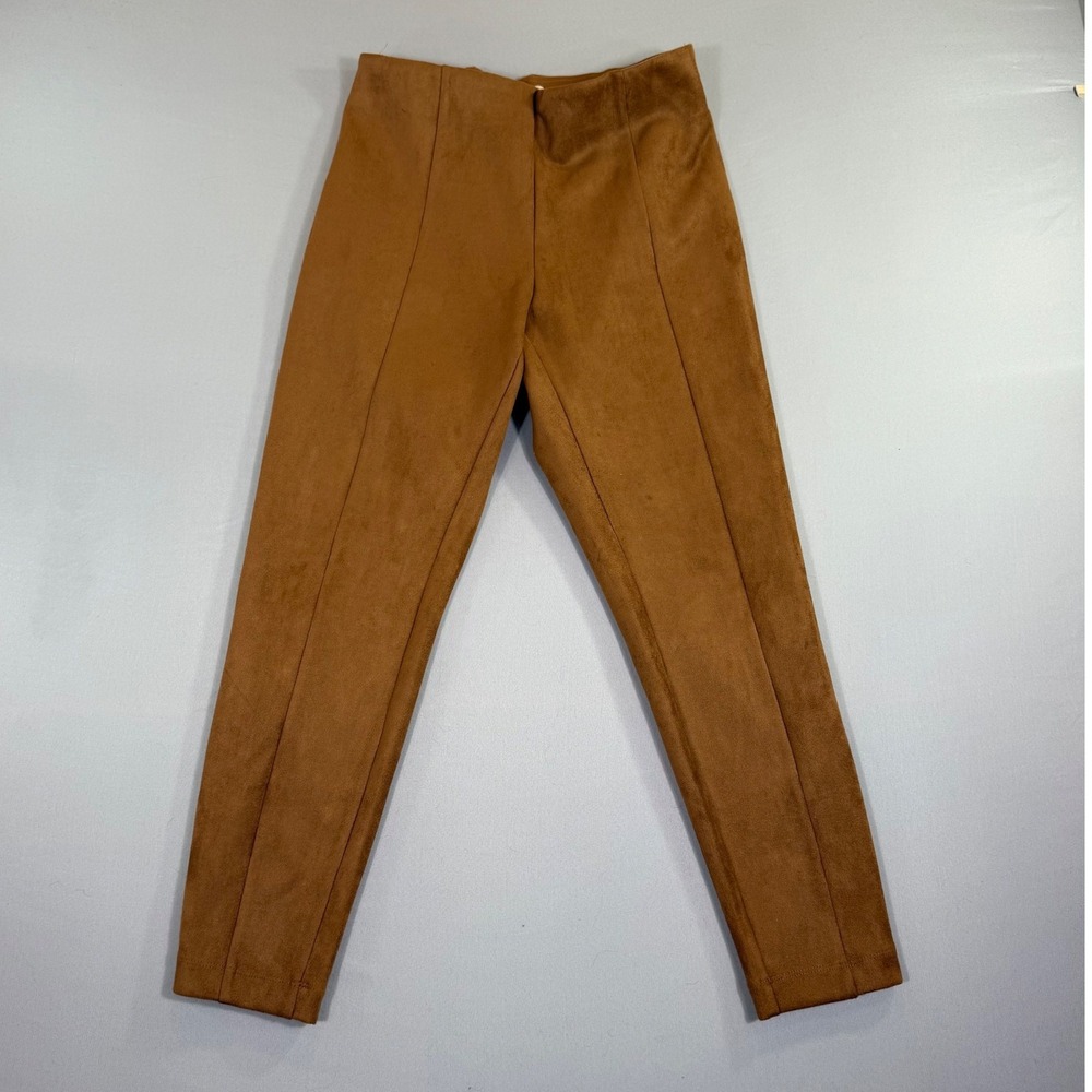 Brown Faux Suede Pants Womens Medium Petite Boho Equestrian Western Neutral Fall